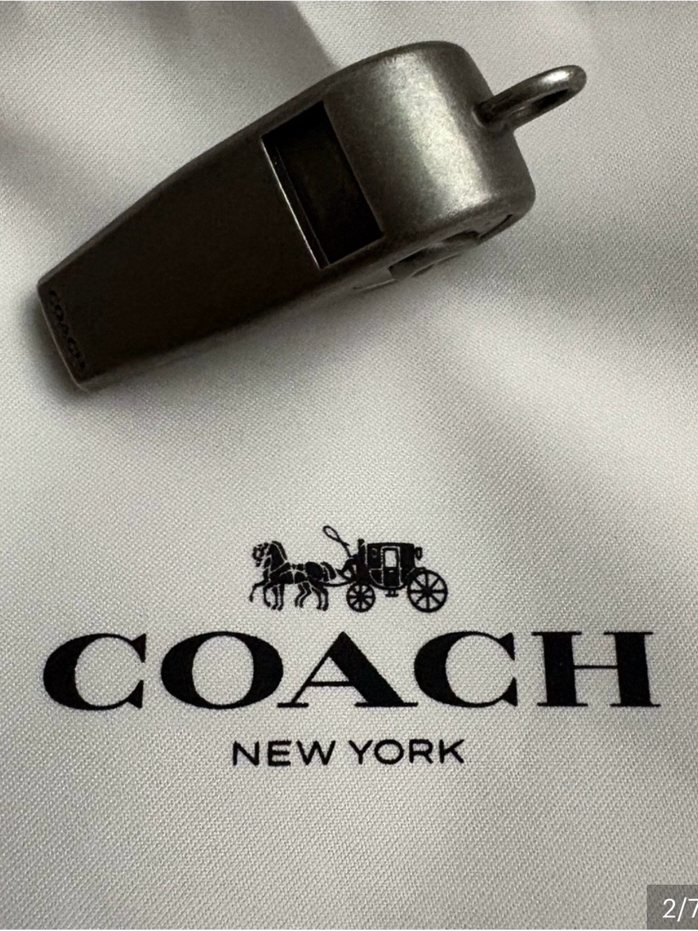 NEW Coach Charm Whistle Signature Metal Dark Gunmetal Finish